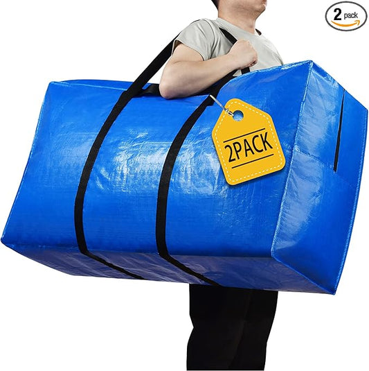 Extra Large Storage Bags, 41 Gallon XXL Jumbo Large Moving Bags Heavy Duty, Storage Totes Moving Boxes Supplies for College, Foldable Duffle Bag for Travel, 38x23x11inch - 2PACK