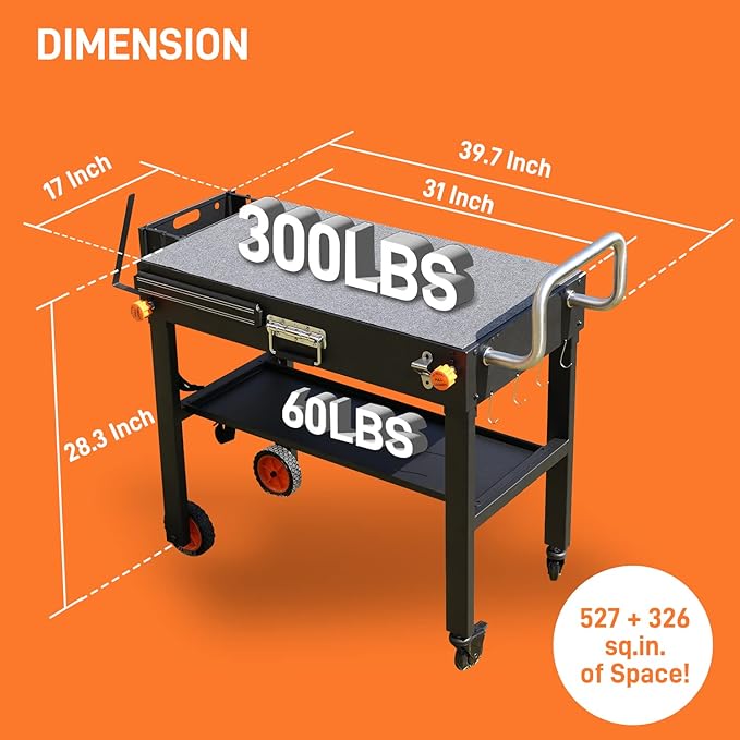 Grill Cart for Blackstone Griddle, Sturdy Grill table, Blackstone Stand for 22 inch with Caddy, Blackstones Griddle Table with Wheels, Griddles Table Ninja Grill Stand for Tailgating, Camping