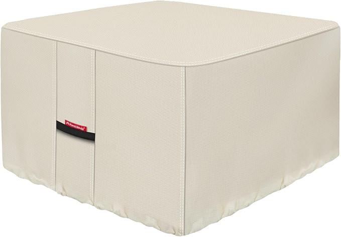 Porch Shield Fire Pit Cover - Waterproof 600D Heavy Duty Fade Resistant Square Patio Fire Pit Table Cover Beige - 36 x 36 inch