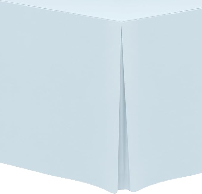 Ultimate Textile -10 Pack- 5 ft. Fitted Polyester Tablecloth - Fits 30 x 60-Inch Banquet and Folding Rectangular Tables - 42" H, Ice Blue