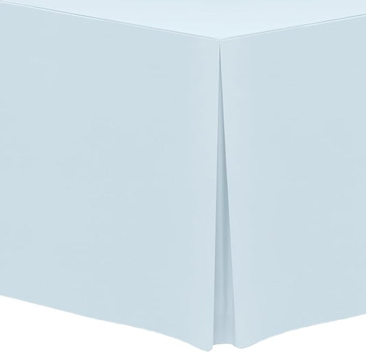 Ultimate Textile 5 ft. Fitted Polyester Tablecloth - Fits 30 x 60-Inch Banquet and Folding Rectangular Tables - 42" H, Ice Blue