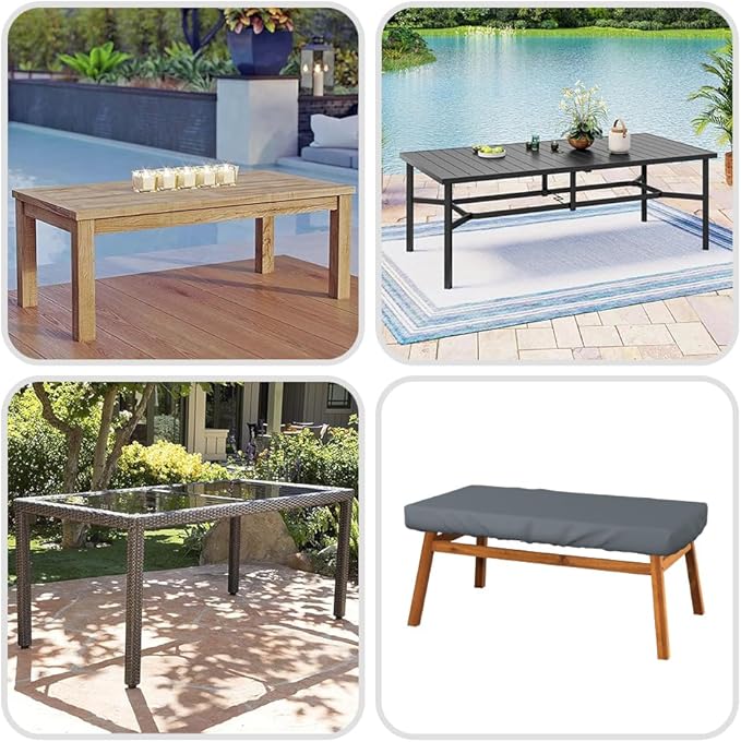 Covers & All Rectangle Table Top Cover, 12 Oz Waterproof UV & Weather Resistant Patio Table Cover, Outdoor Table Cover for Patio Furniture (80" L x 40" W x 5" H, Grey)