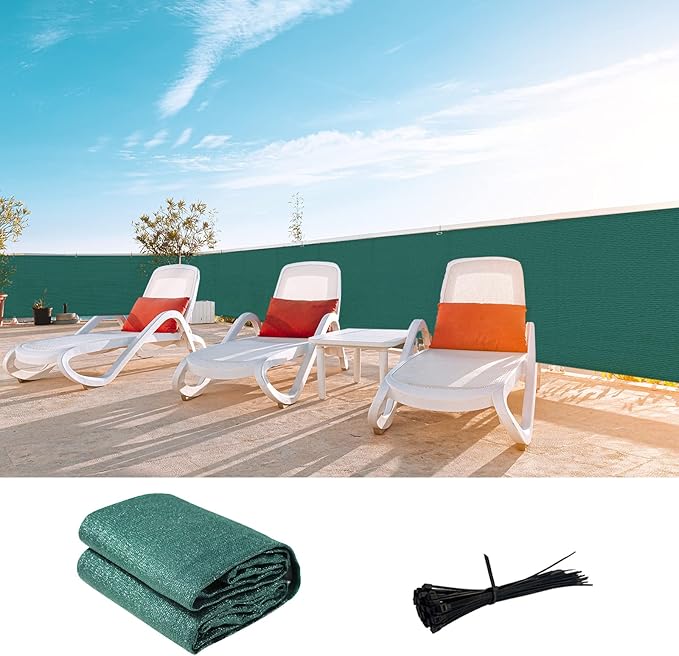 LOVE STORY Custom Size 3'x11' Dark Green Balcony Privacy Screen,UV Block Privacy Fence Screen,90% Shield for Outdoor Pool Garden Apartment Railing