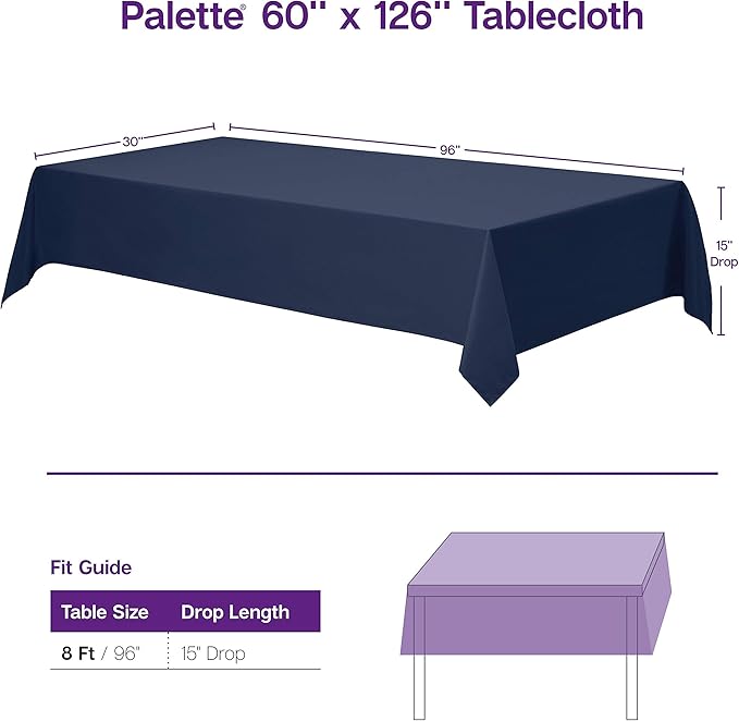 Gee Di Moda Rectangle Tablecloth - 60 x 126 Inch Burgundy Table Cloth for 8 Foot Rectangle Tables - Heavy Duty Washable Fabric - for Holiday Party, Dinner, Weddings, Baby Shower & Events