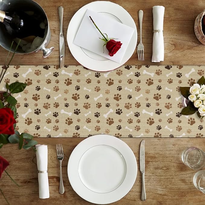 Pet Paws Table Runner Kitchen Dining Table Runner 13*90in Table Center Decor for Indoor Outdoor Home Holiday Party
