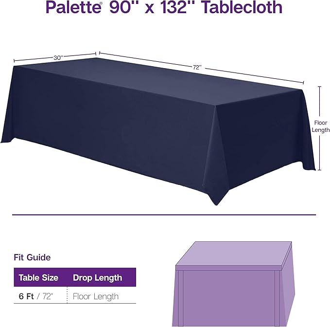 Gee Di Moda Rectangle Tablecloth - 90 x 132 Inch Caribbean Table Cloth for 6 Foot Tables with Floor-Length Drop - Heavy Duty Washable Fabric for Holiday Party, Dinner, Weddings & Baby Shower