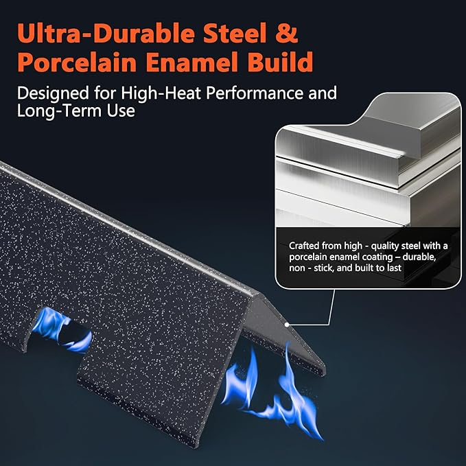 QuliMetal 7735 15.3" Flavorizer Bars for Weber Spirit E210, E220, S210, S215, Spirit 200 & GS4 Spirit II E210, Spirit II E220 with Front Control, 16GA Porcelain Steel Grill Heat Plates