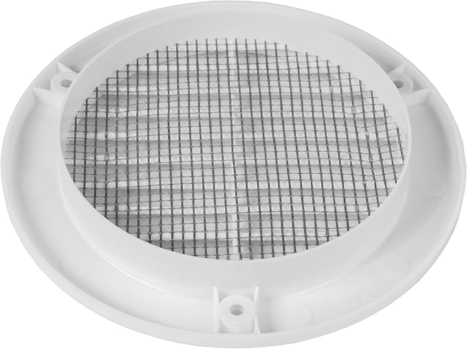 Repa Market 4 Inch (Opening) White Round Air Vent Cover - Pack of 10 Plastic Fresh Air Intake Vent - Grill Cover with Nylon Mesh Screen - Wall or Ceiling HVAC Return Air Register - Modern Soffit Vents