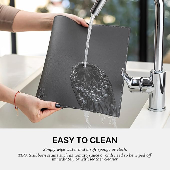 Faux Leather Placemats Set of 12 Vinyl Washable Wipeable Table Mats for Kitchen Dining Table Heat Resistant Waterproof Modern Indoor/Outdoor Placemats Non-Slip Easy Clean Place Mats -Dark Gray