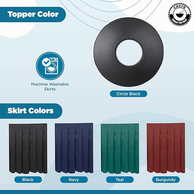 Black Trash Can Topper Cover With Solid Pleated Skirt | Designed to Fit 32 & 35 Gallon Trash Cans | Elegant Party Supplies for Weddings, Banquets, Birthday Parties & More (Black Top Red Skirt)