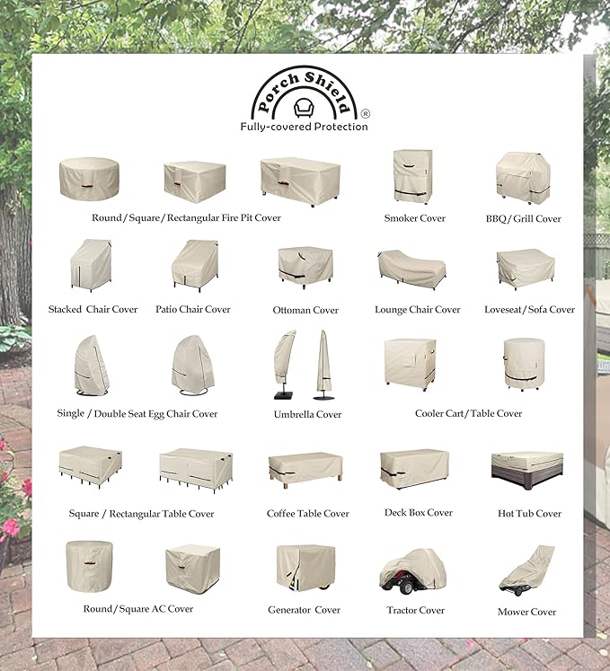 Porch Shield 34W x 24D x 46H inch Premium Gas Grill Cover Up to 32 inch, Waterproof and Fade Resistant 600D BBQ Covers for Weber, Brinkmann, Char-Broil and More, Light Tan