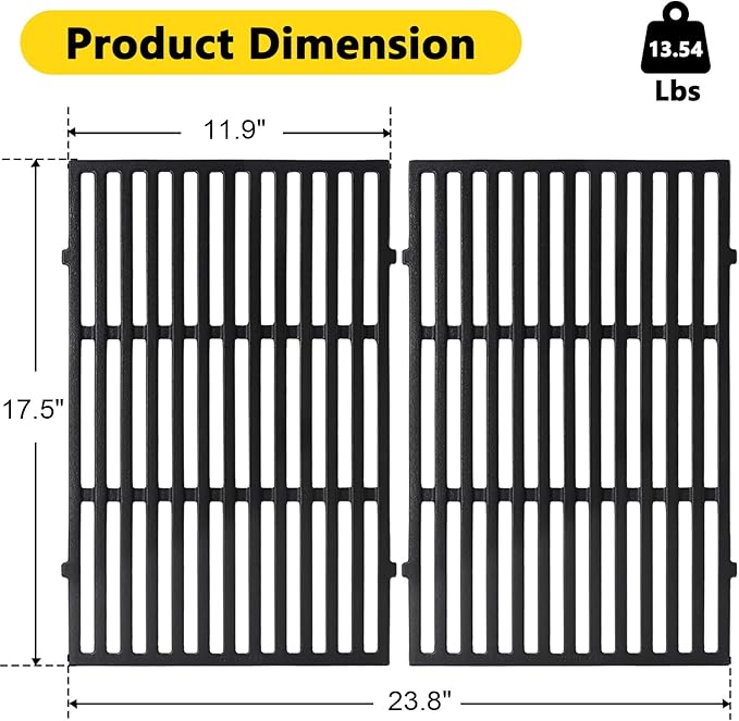 17.5 Inch 7638 Grill Grates Replacement for Weber Spirit & Spirit II 300 Series, Spirit E/S-310, E/S-320, E/S-330, Spirit 700, Genesis 1000-3500, Genesis Silver Gold Platinum B/C Gas Grills