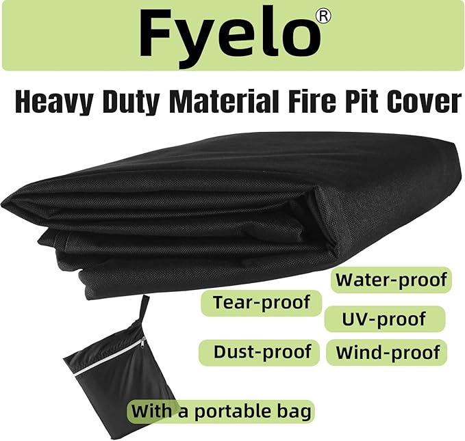 28 Inch Gas Fire Pit Cover, Heavy Duty 600D Waterproof & Windproof 28 x 28 x 25 Inch Square Cover Fit for Outdoor Fireplace & Propane Fire pit Tables, Black
