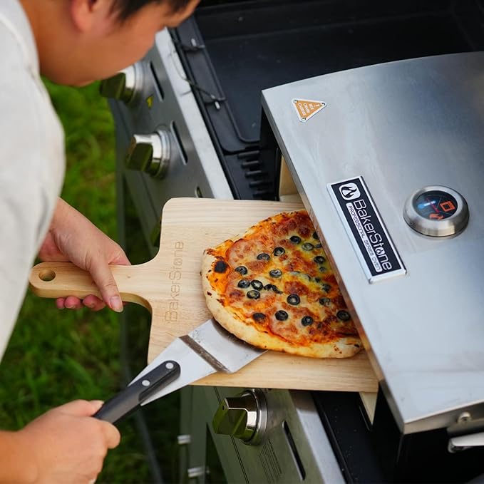 BakerStone Pizza Oven for Grill Top, 5-sided Pizza Stone Outdoor Pizza Oven Enamel Stainless Steel Pizza Stone Box Oven Grill for Garden Outside Backyard, Professional Series