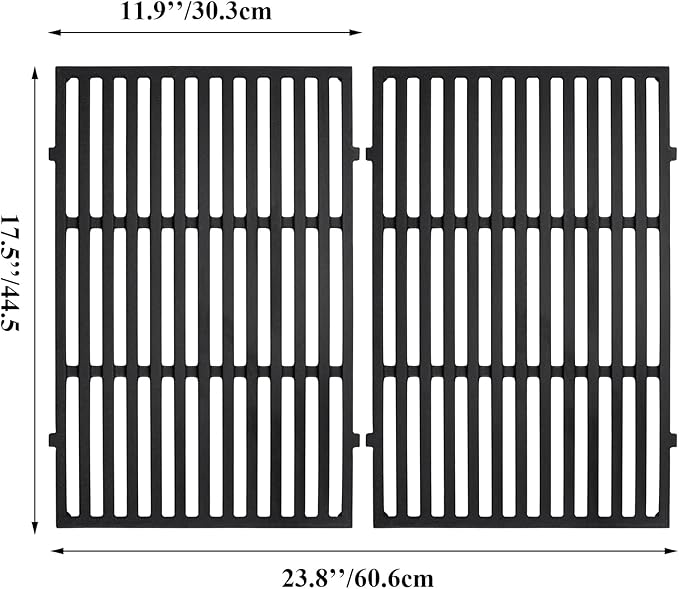 17.5 inch Grill Grate Replacement Parts 7638 for Weber Spirit I II E310 320 330, S310 320 330, Spirit 700, Cast Iron Grill Grates 7639, 7525, 7526, 7527 for Weber Spirit 300, 2 Pieces