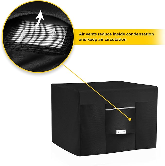 Seal Skin Covers Outdoor Fire Pit Cover – Rectangular 48"L x 28"W x 24"H, Heavy Duty Waterproof Fabric with PVC Coating, Windproof, Tear & Weather Resistant Fire Table Cover for Patio, Black
