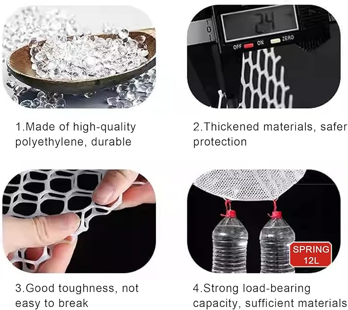 39.3″ x 32.8′ Chicken Mesh Fence Roll Versatile Plastic Fencing Netting Heavy Duty Balcony Protection Safety Mesh Easy Cut for Home Décor Gardening Poultry Barrier(Size:1x10M - Mesh 1.8cm,Color:White)