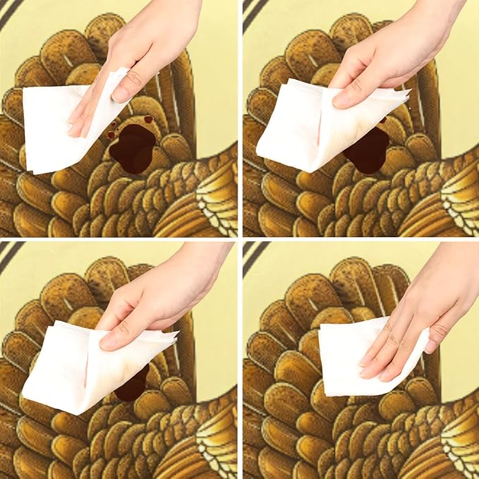 Thanksgiving Vintage Turkey Round Table Cloth Cover, Elastic Edge Waterproof Wipeable Tablecloths 36"-42" Polyester Tablecloth for Party Restaurant Banquet Holiday Camping Outdoor Picnic