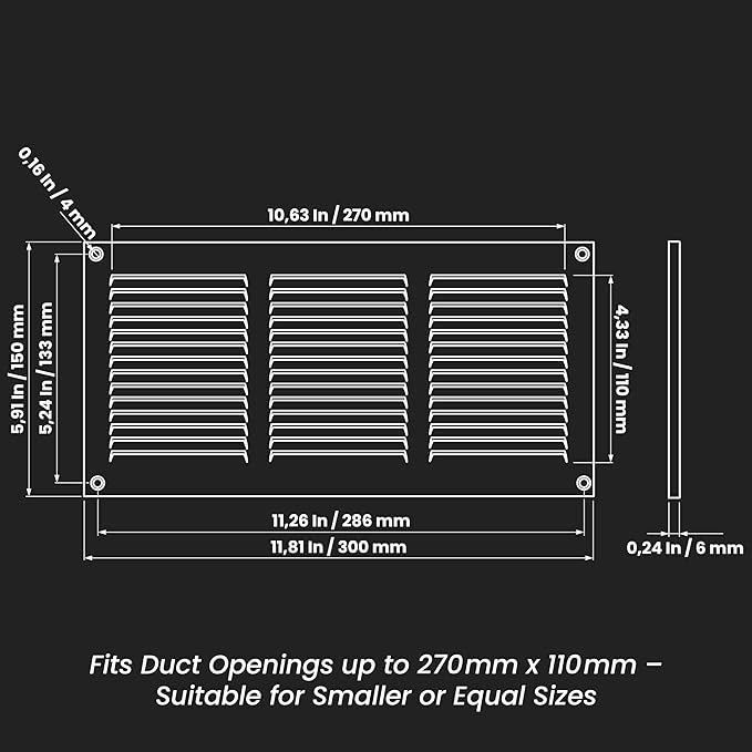 Repa Market 5-Pack 12x6 Inch Air Vent Cover/Black Galvanized Steel Louvered Grill Cover with Mesh Screen/Wall or Ceiling Vent/Durable Flush Mount HVAC Register for Indoor and Outdoor Ventilation
