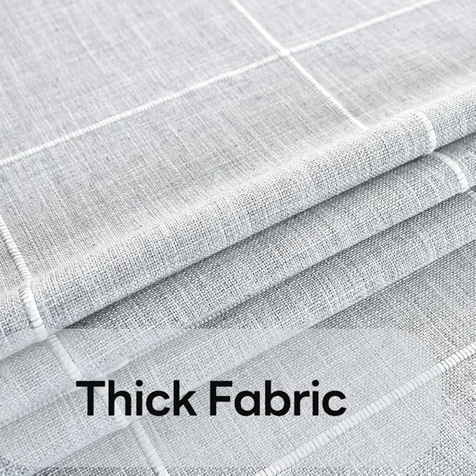Farmhouse Table Cloth for Rectangle Tables Gray Plaid Boho Tablecloth Heavy Duty Cotton Linen Blend Washable & Wrinkle Resistant Rustic Table Cover for Outdoor Kitchen Dining (52x120 Inch)