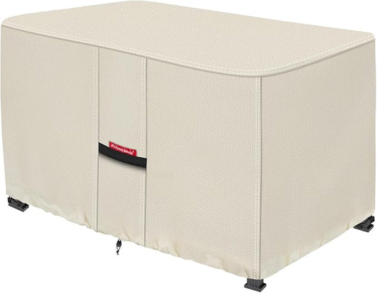 Porch Shield Patio Fire Pit Cover - Waterproof 600D Outdoor Rectangular Fire Table Cover Deck Box Protector - 43 x 22 inch, Beige