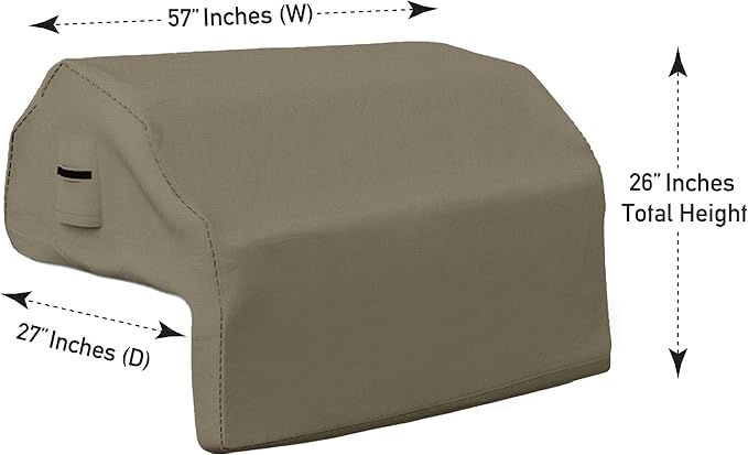 Covers & all Built-in Outdoor Grill Cover, Durable 12 Oz Waterproof Cover Max Material with Air Pocket & Elastic for Snug Fit (57" W x 27" D x 26" H Inches, Beige)