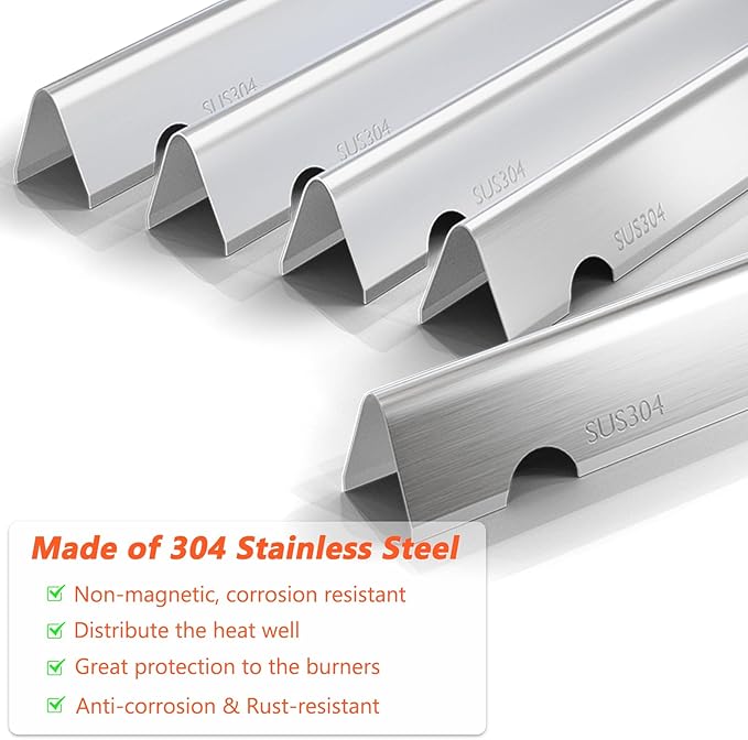 QuliMetal SUS304 Flavorizer Bars for Weber Genesis II/LX 300 Series, Genesis II E-310, II E-330, II E-335, II S-335, II LX S/E-340 (2017 and Newer) Gas Grills, Heat Plates Replacements for 66032/66795