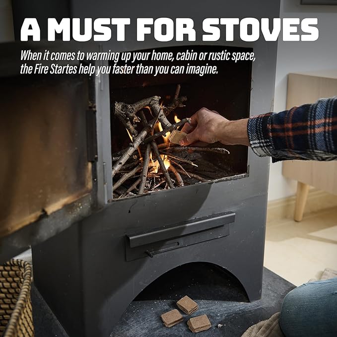 Fire Starter Squares (72 Pack) - Fire Starters for Fireplace, Grill, BBQ, Camping, Wood Stove and Bonfire Accessories - Odorless & Water Resistant