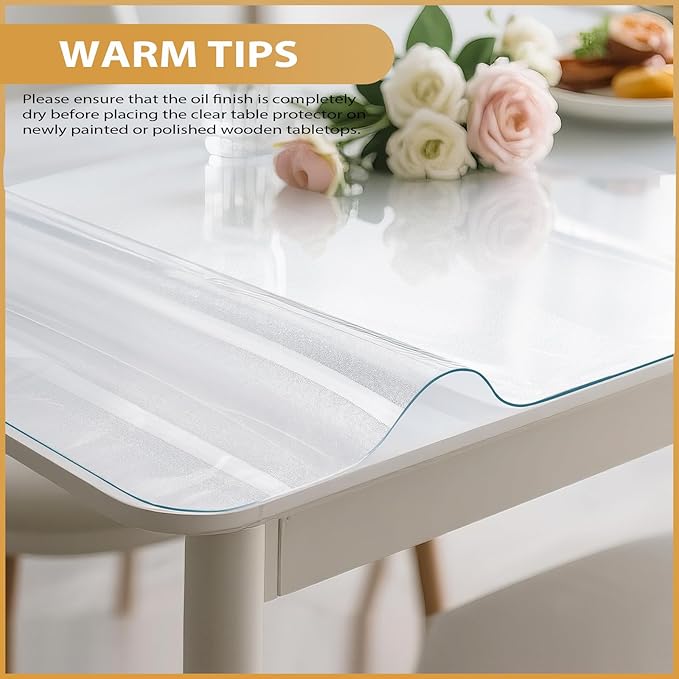 Frosted Table Protector 42 x 84 Inch, 1.4mm Thick Waterproof PVC Plastic Table Cover, Durable Table Pad for Dining Room, Kitchen, Writing Desk, and Coffee Tables