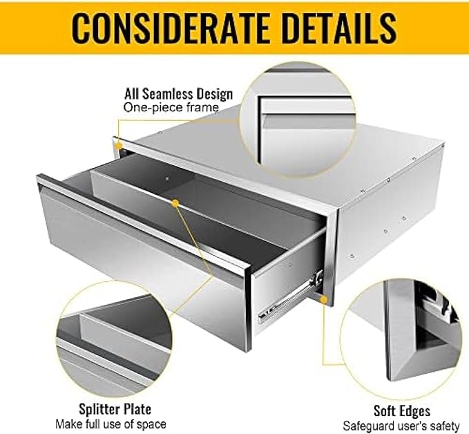 Flush Mount Stainless Steel Double Drawers with Recessed Handles for Outdoor Kitchens Or BBQ Island,-30W X 10H X 23D Inch