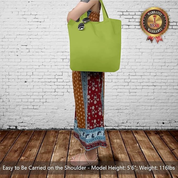 TOPDesign 1-Pack Super Strong Large 12oz Cotton Canvas Tote Bag, Reusable Grocery Shopping Cloth Bag, Fashionable Two-Tone Tote for Crafts, DIY Your Creative Designs