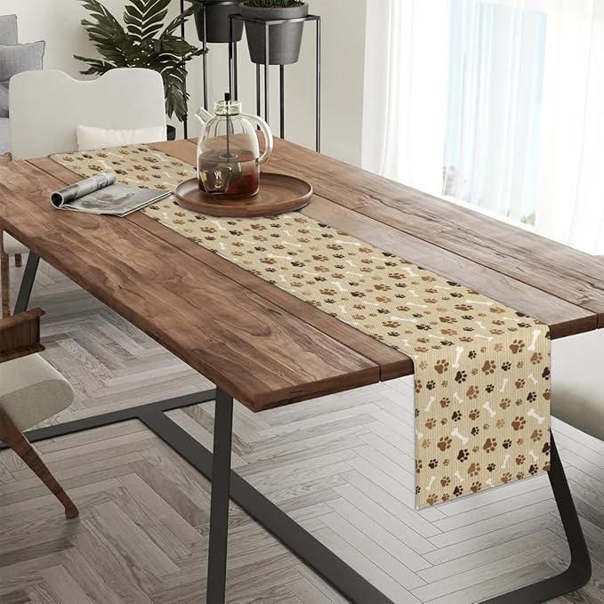 Pet Paws Table Runner Kitchen Dining Table Runner 13*90in Table Center Decor for Indoor Outdoor Home Holiday Party