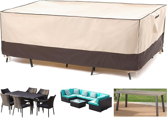 F&J Outdoors Patio Furniture Cover, Waterproof UV Resistant for Table & Chairs Set, 90"Wx60"Dx27.5"H