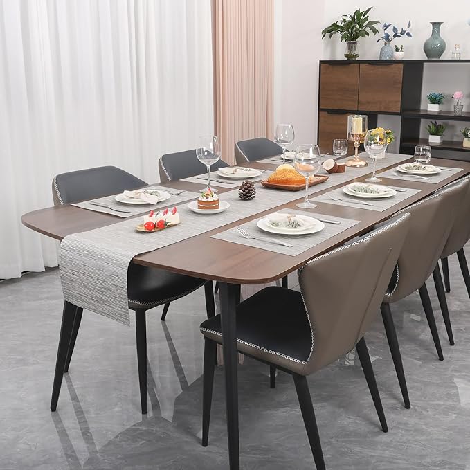 Myir JUN Table Runner, Vinyl Table Runner Indoor Arbitrarily Cropped Runner for Table Heatproof for Home Party (Silver, 12 x 94 inch)