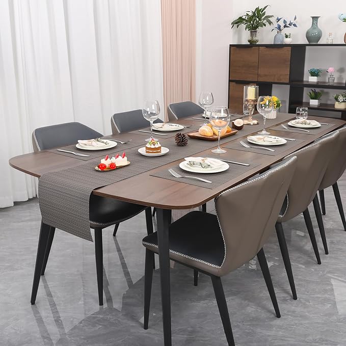 Myir JUN Table Runner, Vinyl Table Runner Indoor 72 Inch Long Arbitrarily Cropped Runner for Table Heatproof for Home Party (Dark Gray, 15 x 72 inch)