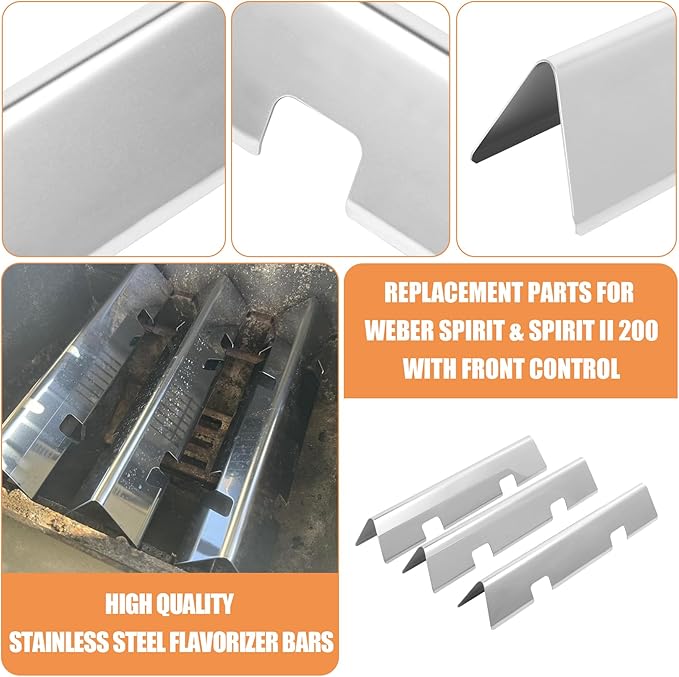 AJinTeby 7635 Flavorizer Bars 7637 Grates 69785 Burner Tube 67060 Heat Deflector Replacement Kit for Weber GS4 Spirit & Spirit II 200 Series, Spirit E210 E220 S210 S220, Spirit ii GS4 E210 etc
