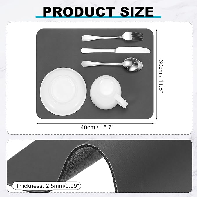 uxcell Silicone Mats for Kitchen Counter, 15.7" x 11.8" Non-Slip Countertop Protector Mat Heat Resistant Coffee Mat Waterproof Table Placemat, Dark Gray