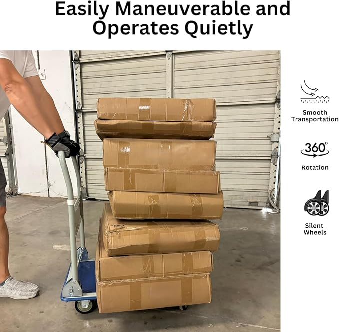 660 lbs Foldable Platform Truck Dolly with Swivel Wheels, Heavy Duty Moving Platform Hand Truck, 36.22 * 24.2 * 34.25 inches (PH300IRON)