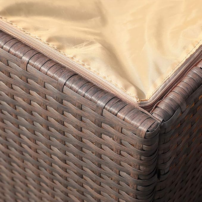 Super Patio Wicker Outdoor Patio Storage Box Waterproof, Rattan Storage Bin Deck Box for Cushions, Garden Tools, 88 Gallon, Brown