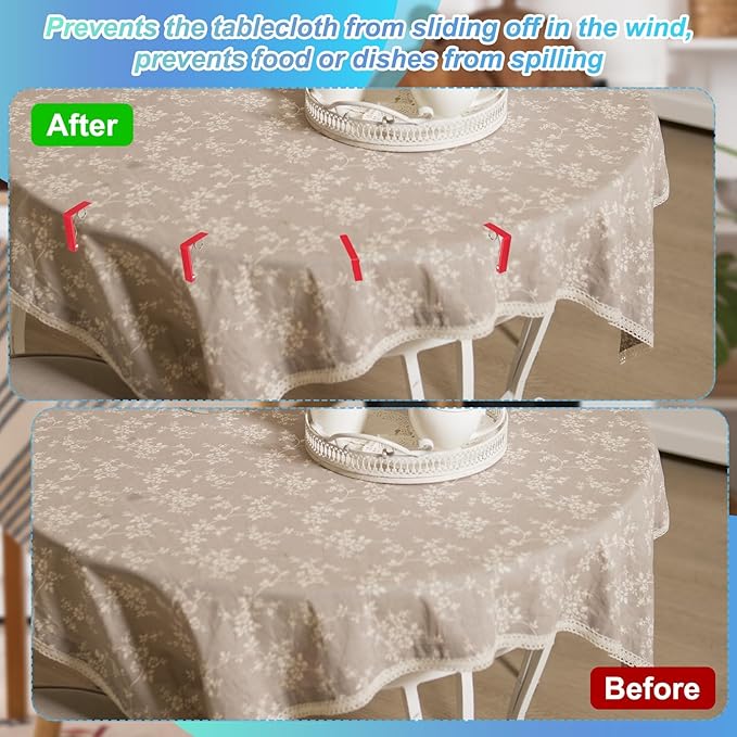 uxcell 6 Pack Tablecloth Clips, Stainless Steel Table Cloth Cover Clamps, 2.87" x 2.36" Windproof Holder Clips for Home Party Picnic Wedding Camping Dining Tables, Silver