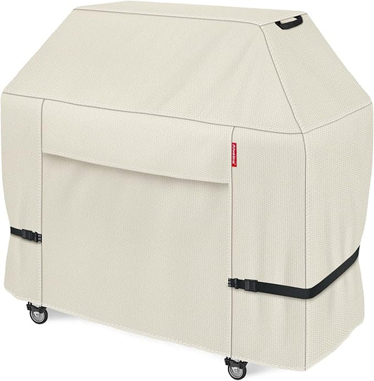 Porch Shield 62W x 24D x 48H inch Premium Gas Grill Cover Up to 60 inch, Waterproof and Fade Resistant 600D BBQ Covers for Weber, Brinkmann, Char-Broil and More, Light Tan