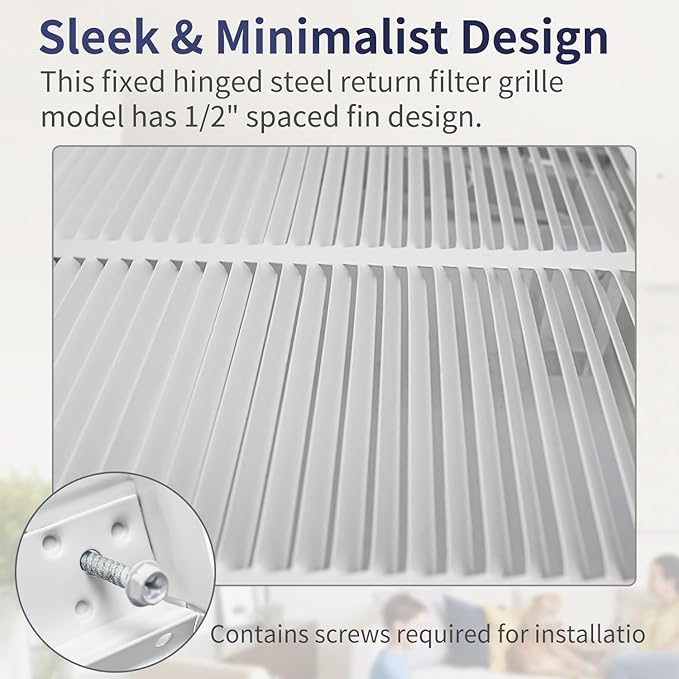20"W x 16"H [Duct Opening Size] Steel Return Air Filter Grille - Removable Face/Door for 1 inch Filters -HVAC Vent Cover Grill - White [Outer Dimensions: 22 5/8"W X 18 5/8"H]