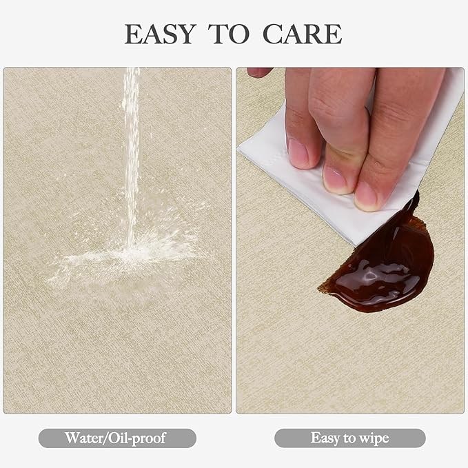 Faux Leather Heat Resistant Placemats Set of 8 – Waterproof Oilproof Wipeable Dining PU Vinyl Place Mat Easy Clean Table Mats for Kitchen/Dining/Party/Holiday, Beige