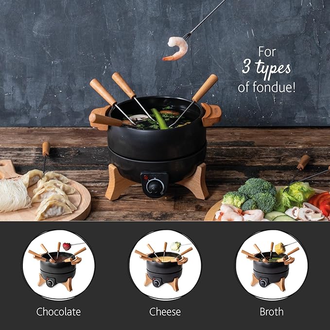 Boska Electric Fondue Set Party 2.3 L - Electric Fondue - For Cheese Fondue, Chocolate Fondue, Hotpot - Temperature Control - 2.3 Litres - Fondue Device