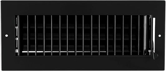 10" X 4" Adjustable AIR Supply Diffuser - HVAC Vent Cover Sidewall or Ceiling - Grille Register - High Airflow - Black [Outer Dimensions: 11.75" w X 5.75" h]