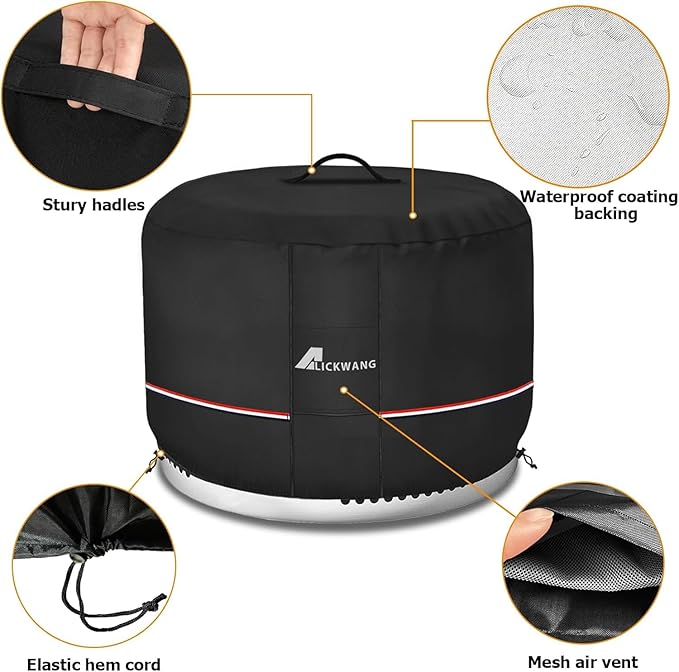 Fire Pit Cover for Solo Stove Bonfire,600D Tear-Resistant Heavy Duty Durable 100% Waterproof 20-22 Inch Smokeless Fire Pit Cover, Patio Weatherproof Gas Fire Pit, Black 22"x16"