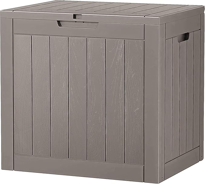 NUNU LAB 35 Gallon Outdoor Storage Box Waterproof, Outside Package Delivery Deck Boxes with Lockable Lid, Backyard Storage Bin For Garden Tools, Patio Cushions Accessories, Gray