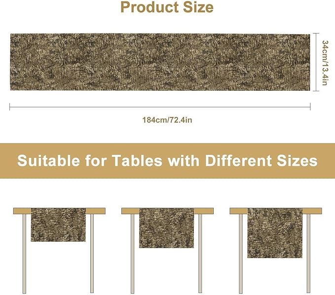 Forest Tree Bark Table Runner, Retro Camo Rustic Country Old Trunk Wood Table Runner for Home Kitchen Outdoor Party 13x36in
