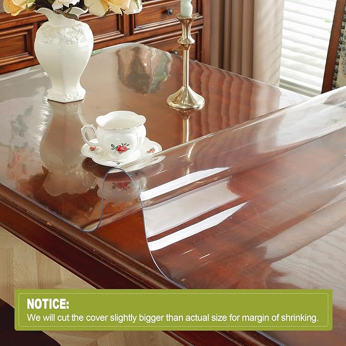 OstepDecor Clear Table Protector 18 x 42 Inch, 2mm Thick Plastic Table Cover, Waterproof PVC Clear Table Cover Protector, Desk Protector Mat, Writing Desk Pad for Desktop, Coffee & Dining Room Table
