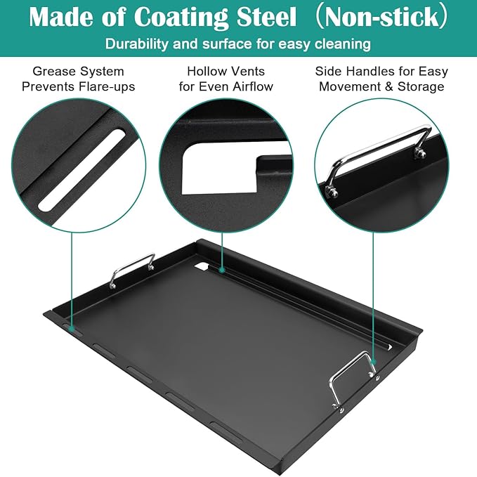 Full-Size Griddle Inserts for Home Depot Nexgrill 5 Burner 720-0888, 720-0888N, 720-0882A, 720-0882S, Flat Top Grill Griddle for Nexgrill 4 Burner 720-0830H 720-0830X 720-0888S 720-0783W, Carbon Steel